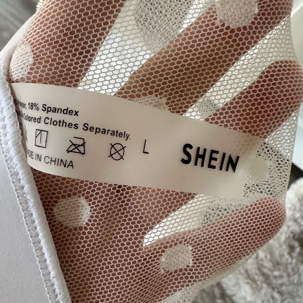 SHEIN white polka dot sheer mesh maxi skirt NWOT large - Picture 5 of 7